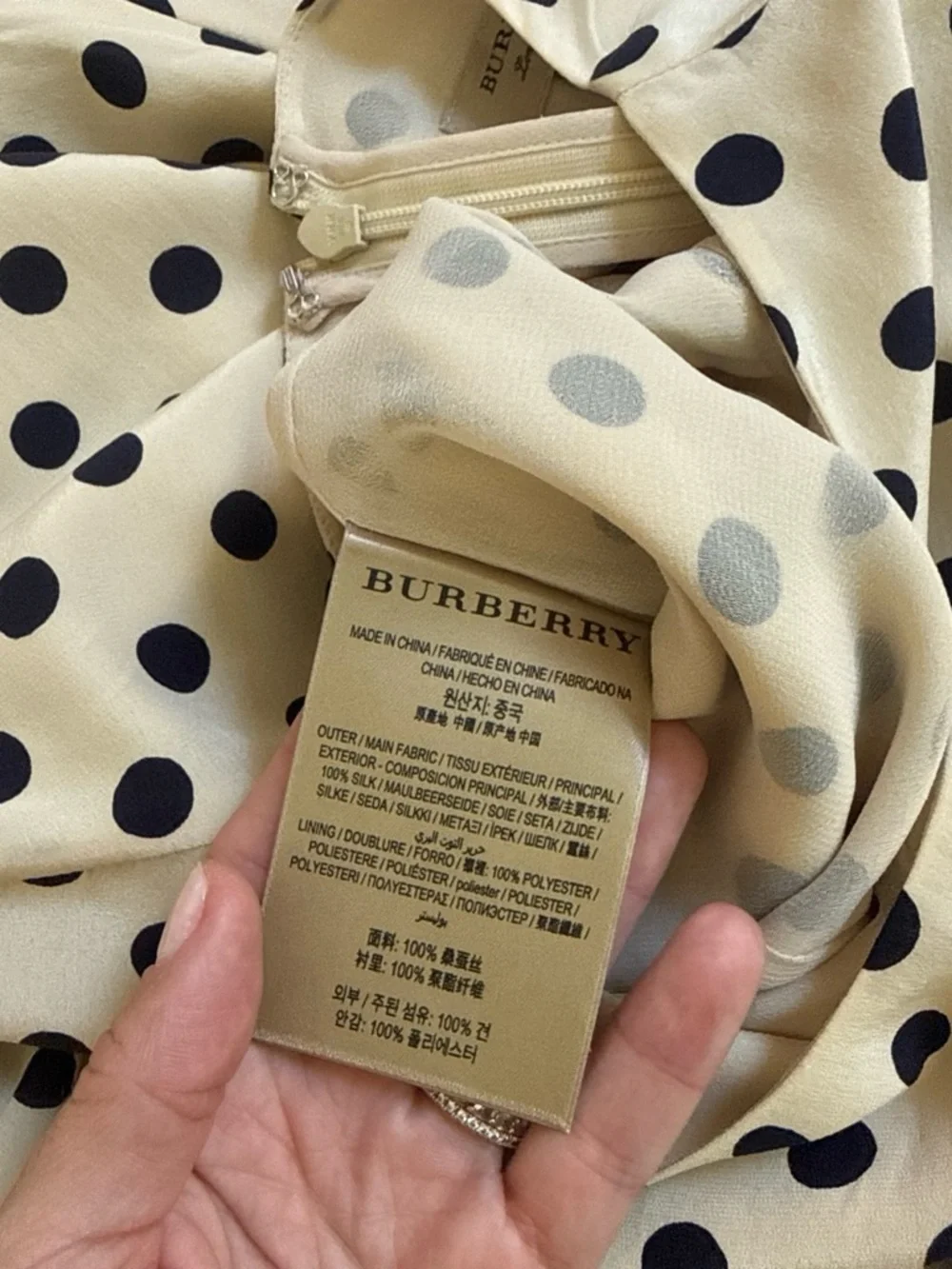 Burberry Vintage Cream Silk Maxi Dress with Black Polka Dots 8 - Picture 8 of 9